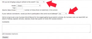 National Drive Electric Week Registration Page showing where to sign up for World Record